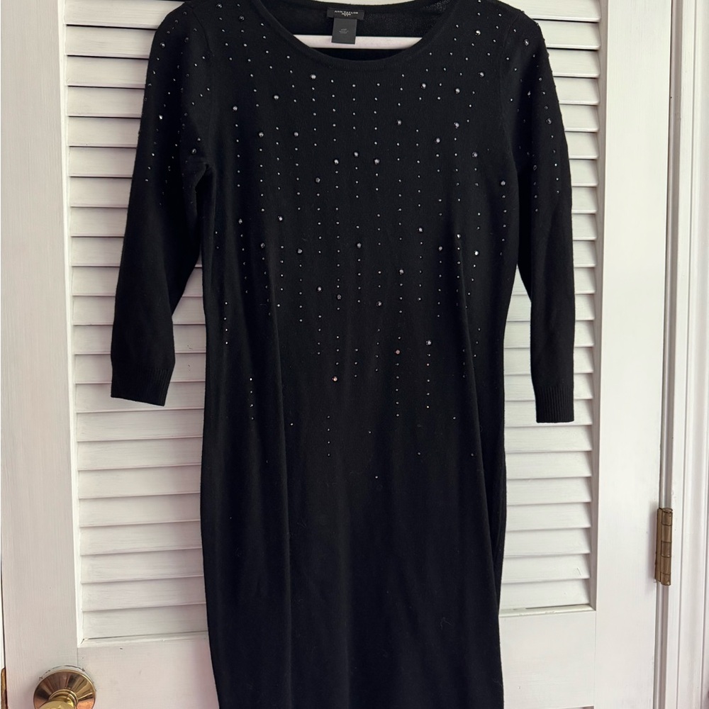Ann Taylor Black Long Sleeve Dress with Sparkle Details